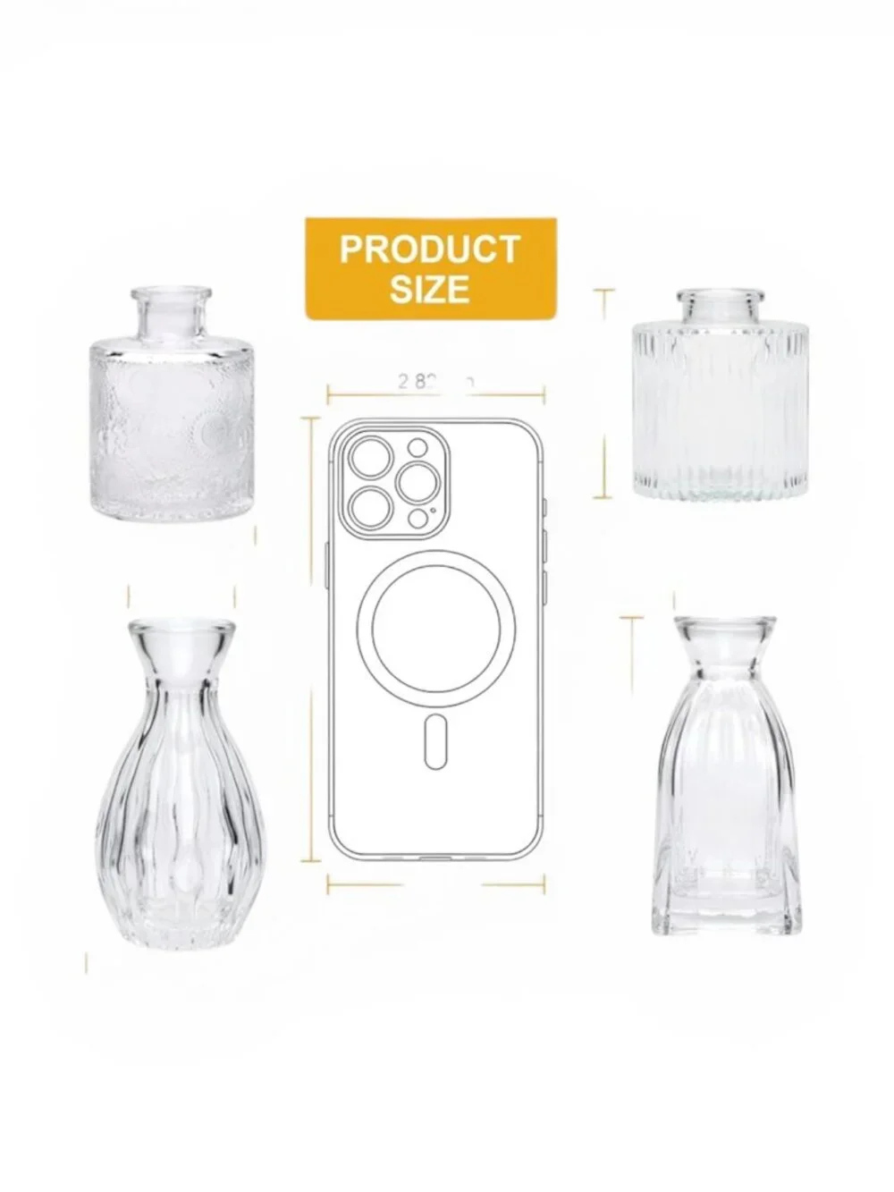 NWT Set of 4 small clear glass bud vases